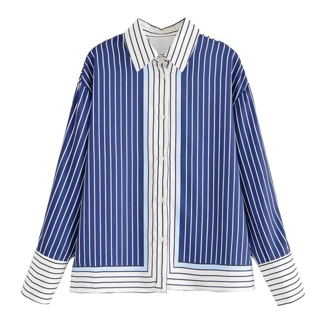 Patchwork Stripes Shirt Casual Pants Top - Shop at LoveMi