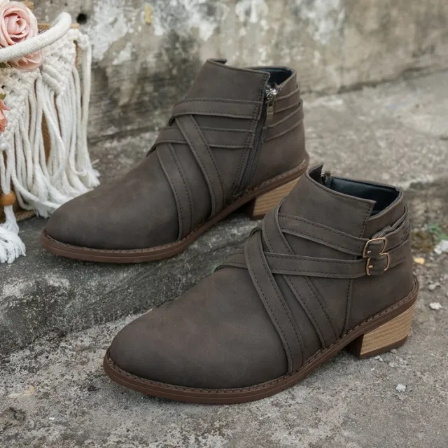 Retro Style Fashionable Single Boots Coffee - Shop at LoveMi