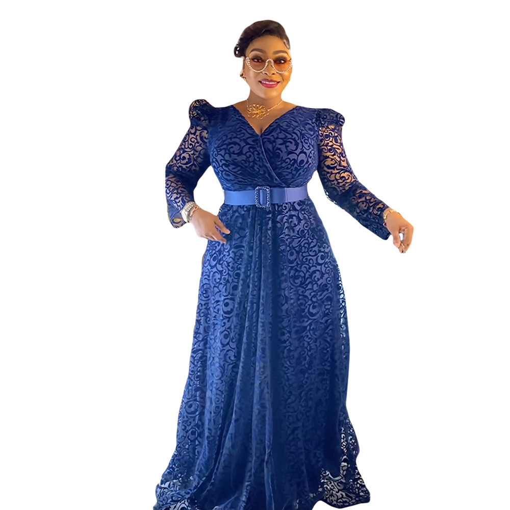 V-neck Long Sleeve Mesh Dress Women - Image 4