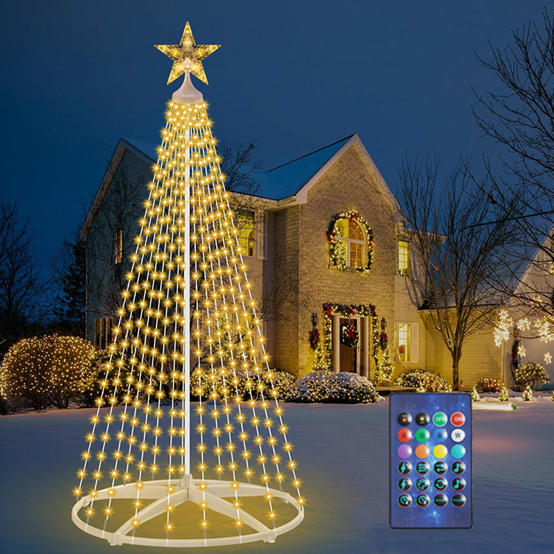 RGB Color-Changing Conical Remote-Controlled App-Powered IndoorOutdoor Tree Lights