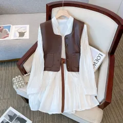French Retro Shirt Dress Women's Vest Two-piece Set - Suit-Xl - View 1