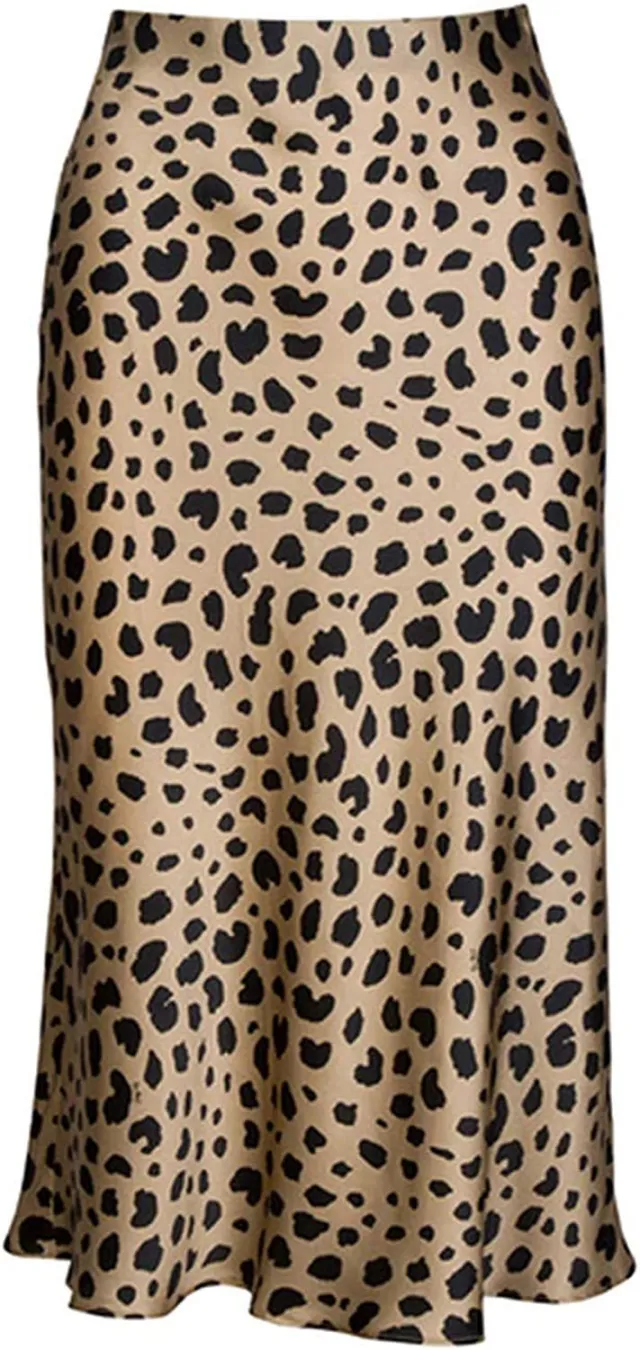 Women's Leopard Print Printed Dress High Waist Invisible Zipper Skirt Leopard Color - Shop at LoveMi