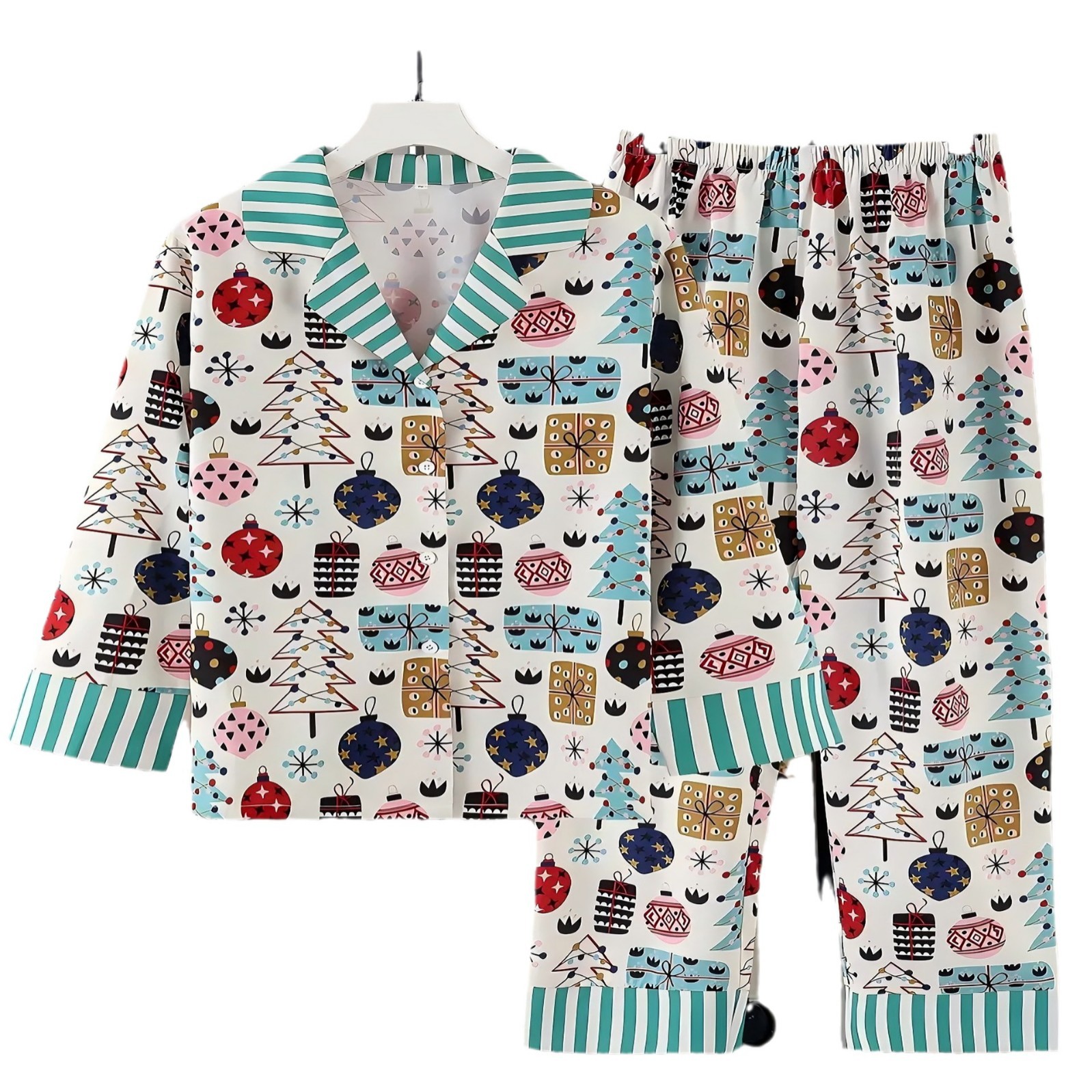 Women's Simple Printed All-matching Long-sleeved Homewear Pajamas Suit