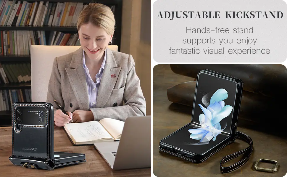 Folding Leather Crazy Horse Pattern Metal Ring Drop-resistant Phone Case