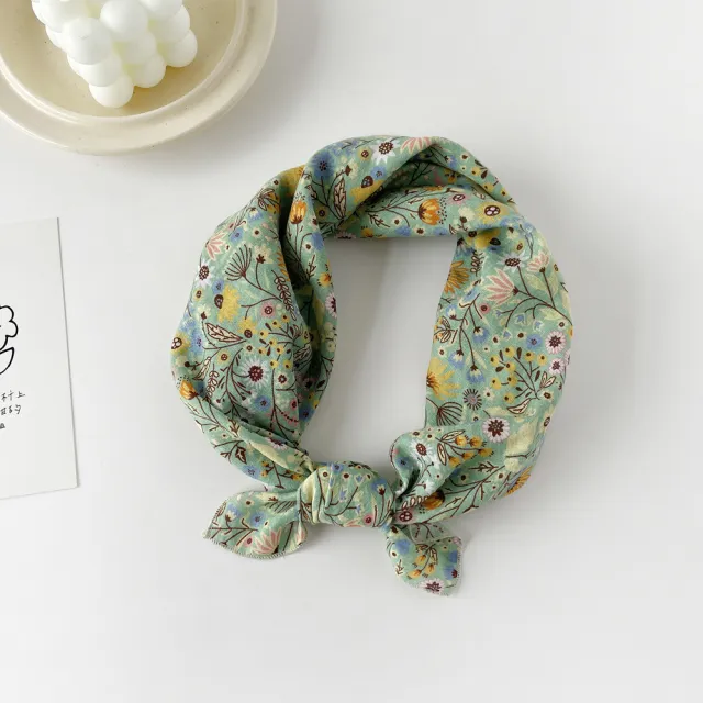 Women's Pure Cotton All matching Printed Headscarf Flower Green - Shop at LoveMi
