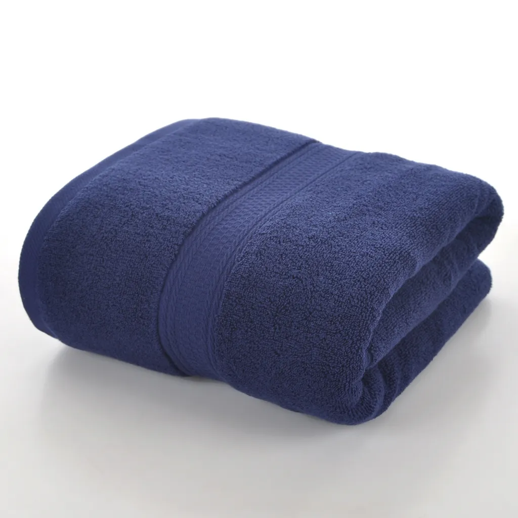 Plain Cotton Bath Towel Bath Towels Soft Absorbent - Navy Blue