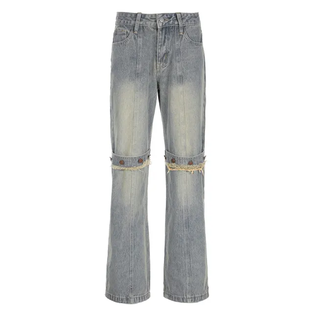 Y2k Baggy Wide Leg Jeans Women Vintage Streetwear Washed Denim Pants Grunge Basic Slouchy Trousers Blue - Shop at LoveMi