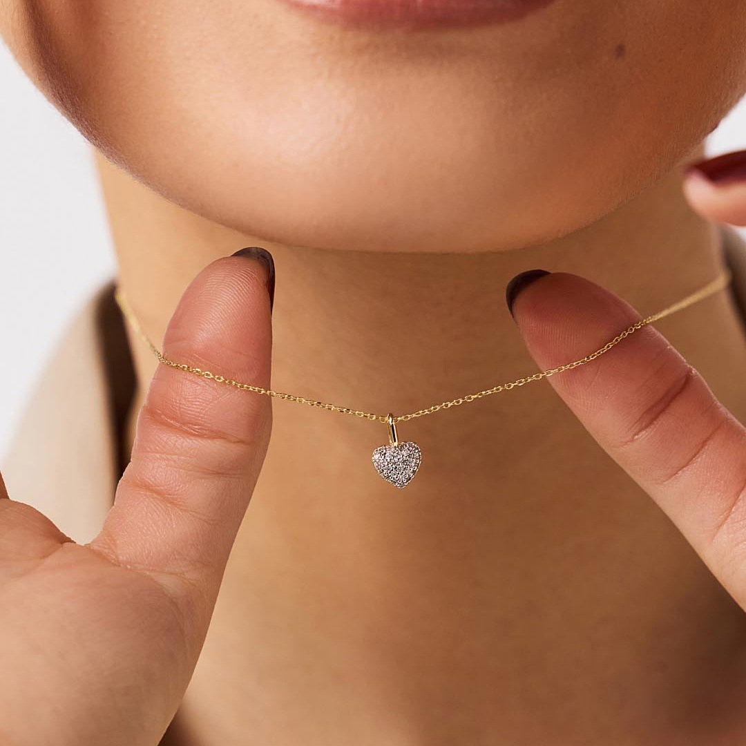 Vacuum Plating 18K Gold Color Protection Stainless Steel Heart Necklace
