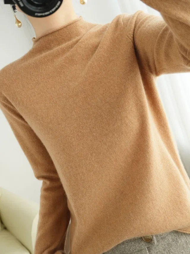 Women's Pullover Sweater Inner Wear Thickened Wool Base Shirt Golden Camel - Shop at LoveMi