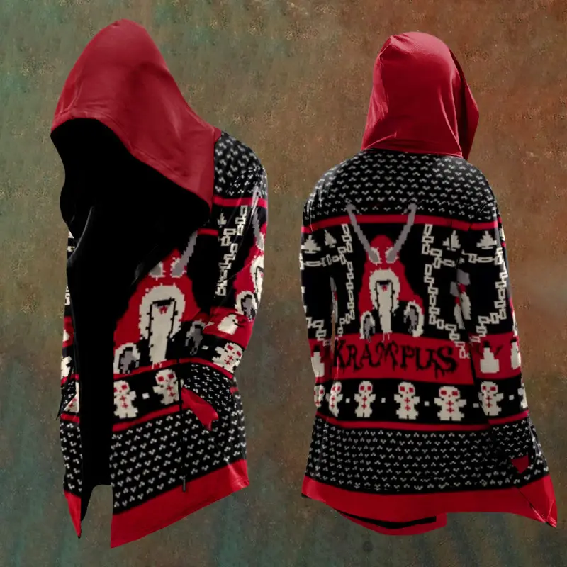 3D Digital Print Loose-Fit Hooded Sweater Cardigan