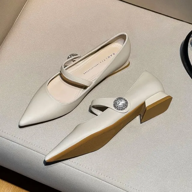 Classic Style French Pointed Toe Chunky Heel Women's High Heels Beige - Shop at LoveMi