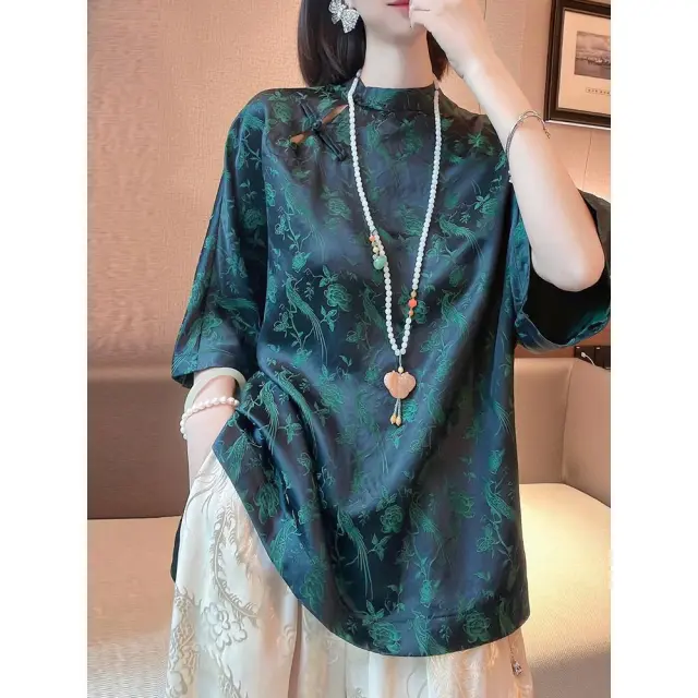 High grade New Buckle Rayon Top Dark Green - Shop at LoveMi