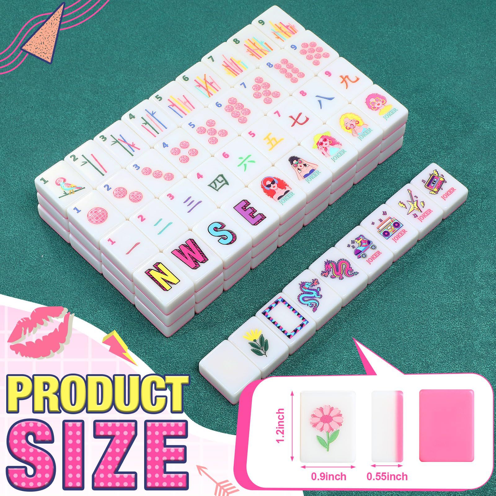 American Mahjong American-style Mahjong Tile Set (Pink)