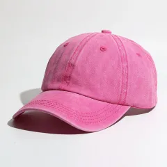 Washed Cotton Curved Brim Outdoor Sports Ladies Summer Sun Hat - Rose Red - View 1