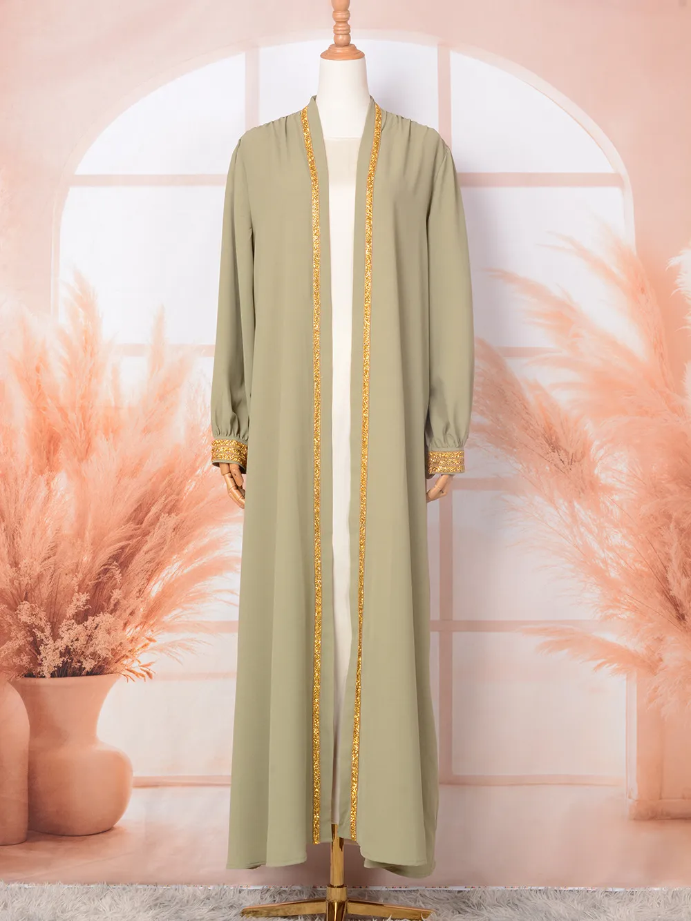 Diamond-studded Design Cardigan Outer Wear Blouse Length Dress - Coat-L