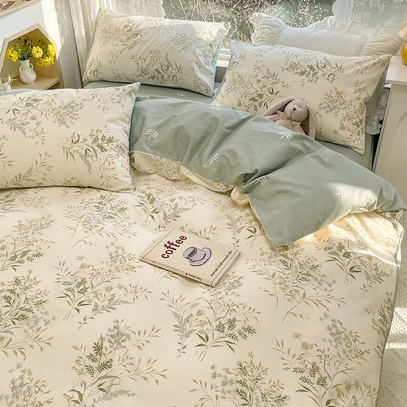 Pastoral Style Fresh Bed Sheet And Duvet Cover Four-Piece Set Washable