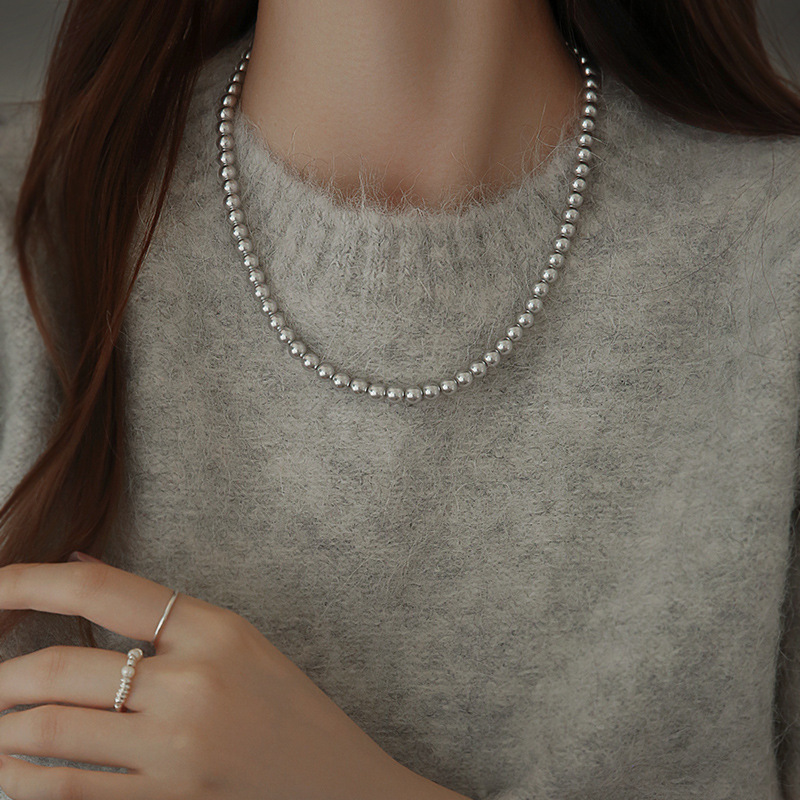 Platinum Gray Pearl Necklace Light Luxury Minority Sweater Chain