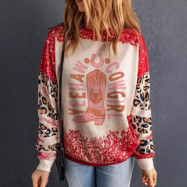 Heart Printing Round Neck Long Sleeve Pullover Hoodie Style B 2Xl - Shop at LoveMi