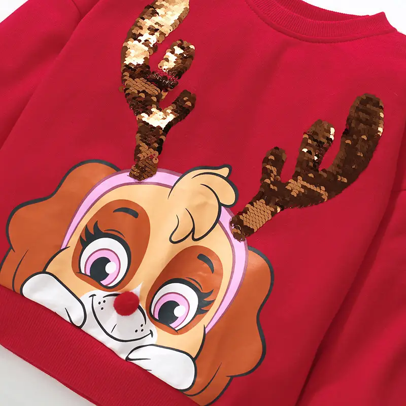 Girls' Long-sleeved Cotton Printed Sweater