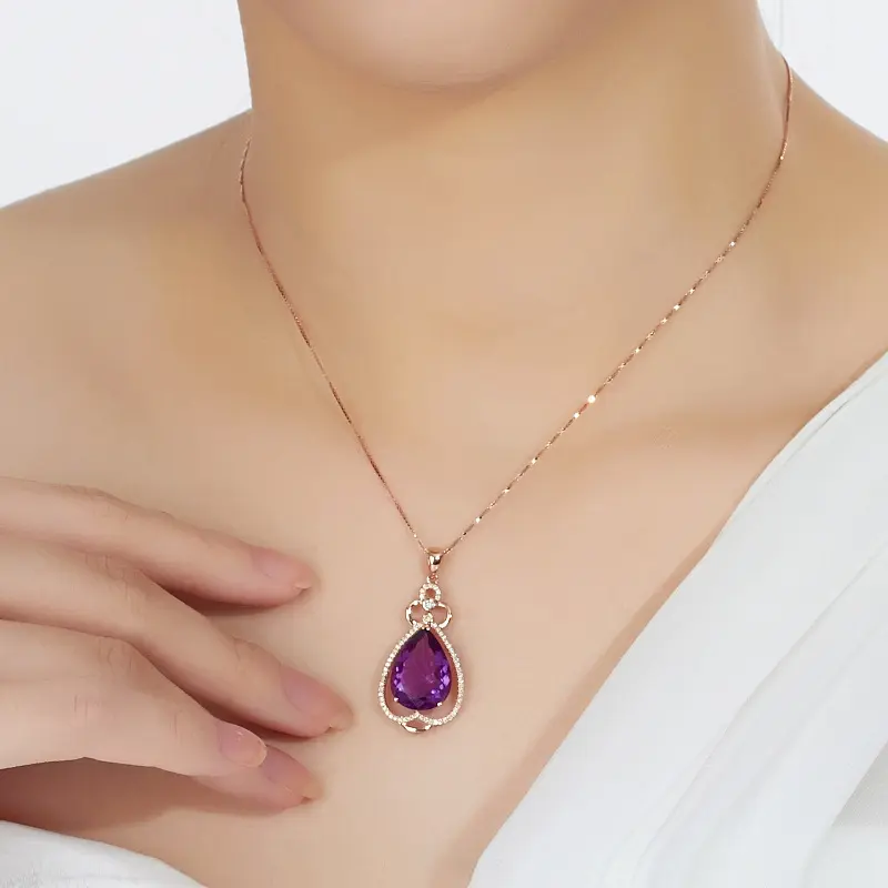 Quality Ear Hook Purple Gemstone Diamond Ring