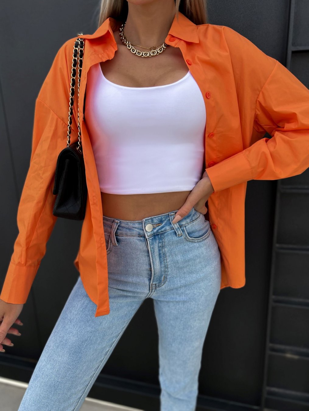 Spring And Summer New Amazon European And American Women's Clothing Loose-fitting Solid Color Long Sleeves V-neck Buttons Shirt Shirt