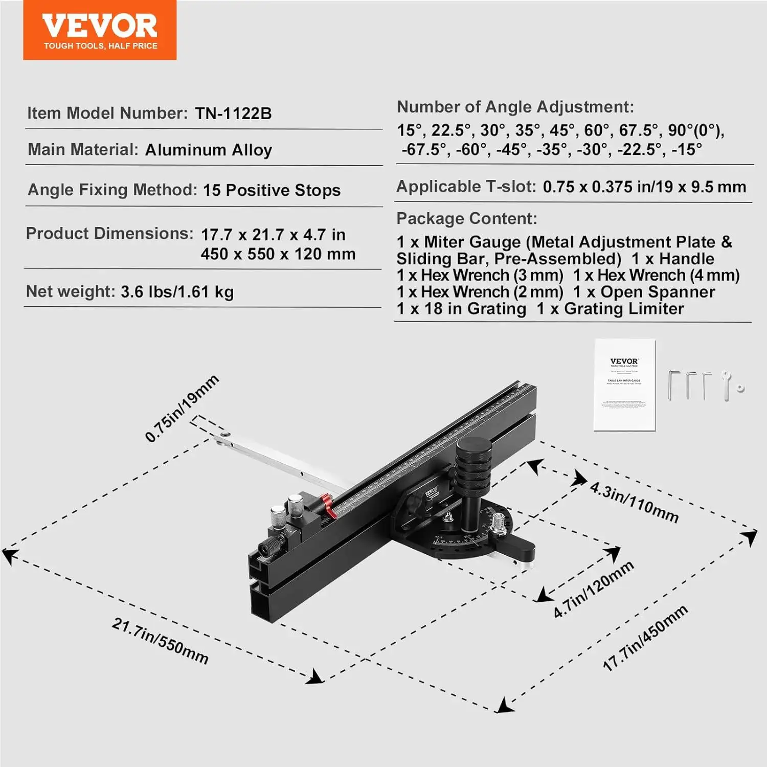 Woodworking Push Ruler Sliding Chute