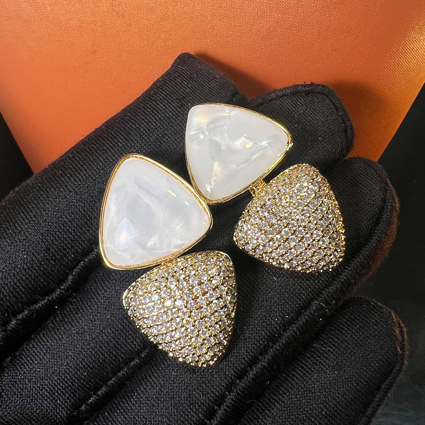 Natural White Shell Springsummer Geometric Minimalist Versatile Earrings