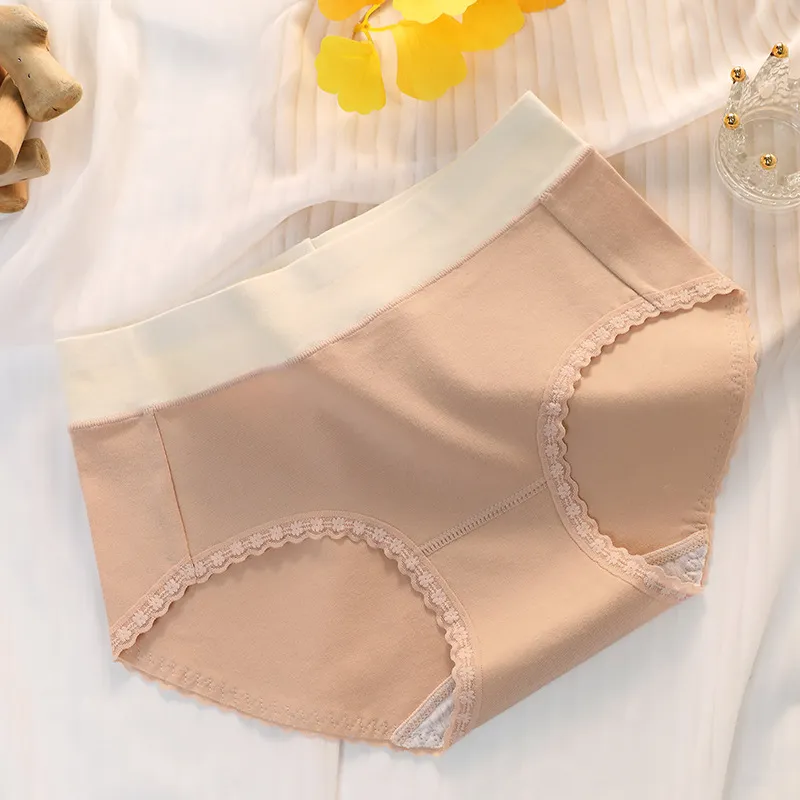 Graphene Antibacterial Mid-waist Cotton Women's Underwear - Light Apricot