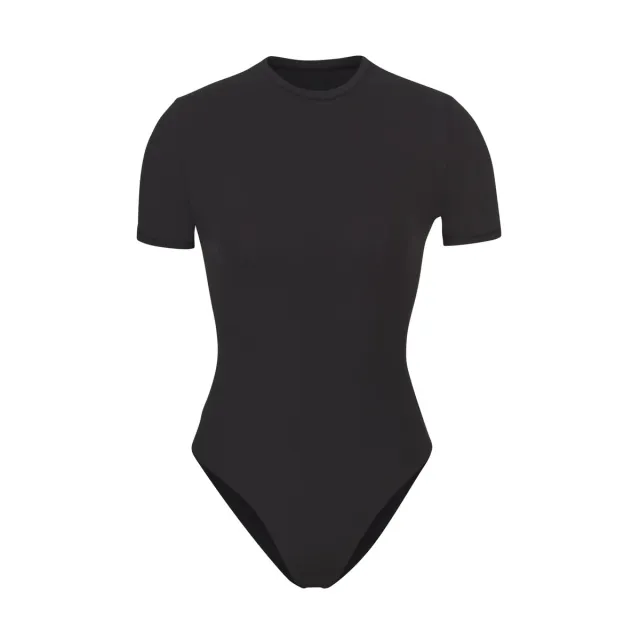 Skims Siamese Body Shaping Short Sleeve Round neck T shirt Black - Shop at LoveMi
