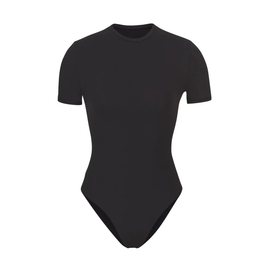 Skims Siamese Body Shaping Short Sleeve Round-neck T-shirt - Black