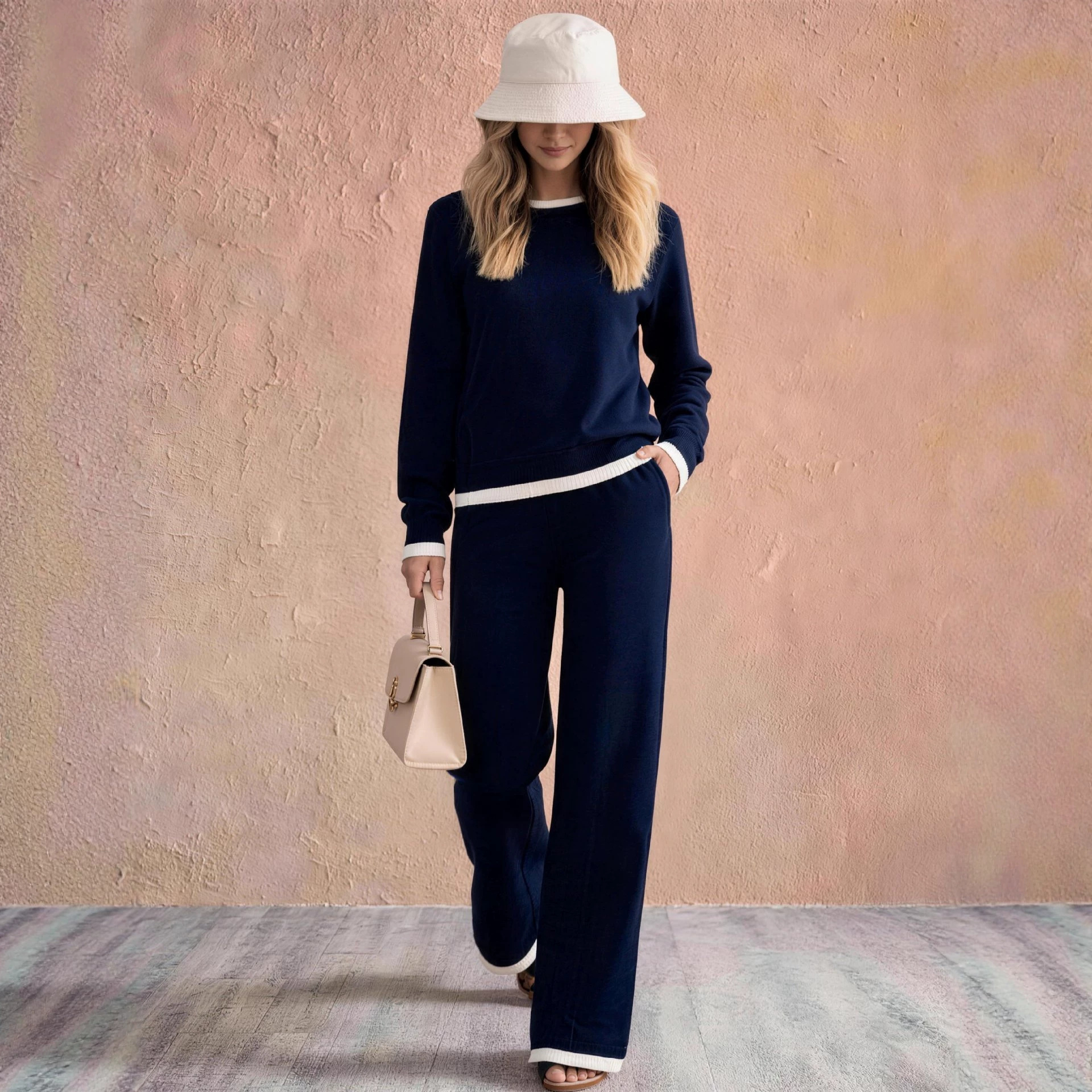 New Fallwinter White Edged Sweater Set product image