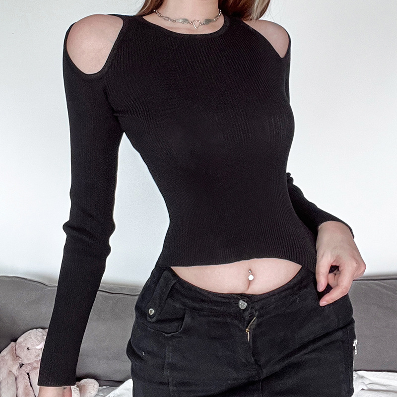 Slim Fit Show Umbilical Short Bottoming Shirt Top