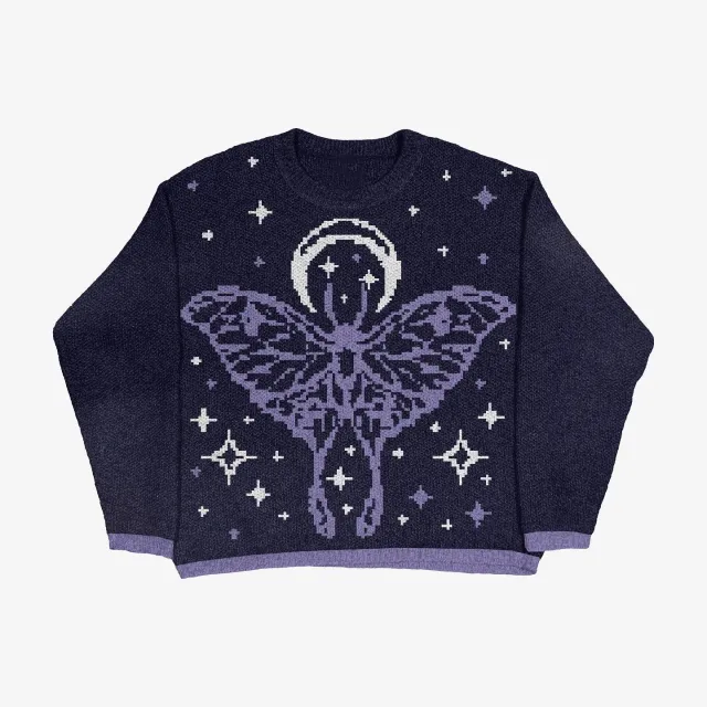 Women's Round Neck Sweater Pullover Print Sweater Style 5 - Shop at LoveMi