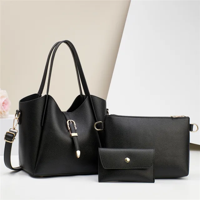 Large Capacity Totes Three piece Portable Shoulder Bag Black - Shop at LoveMi