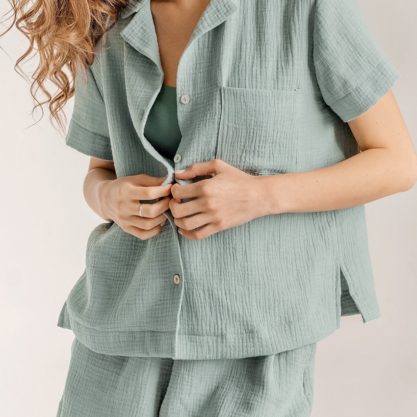 Title 4, Natural Double Gauze Shirt And Shorts Set