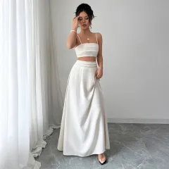 Elegant Camisole And Skirt Set - Apricot - View 1