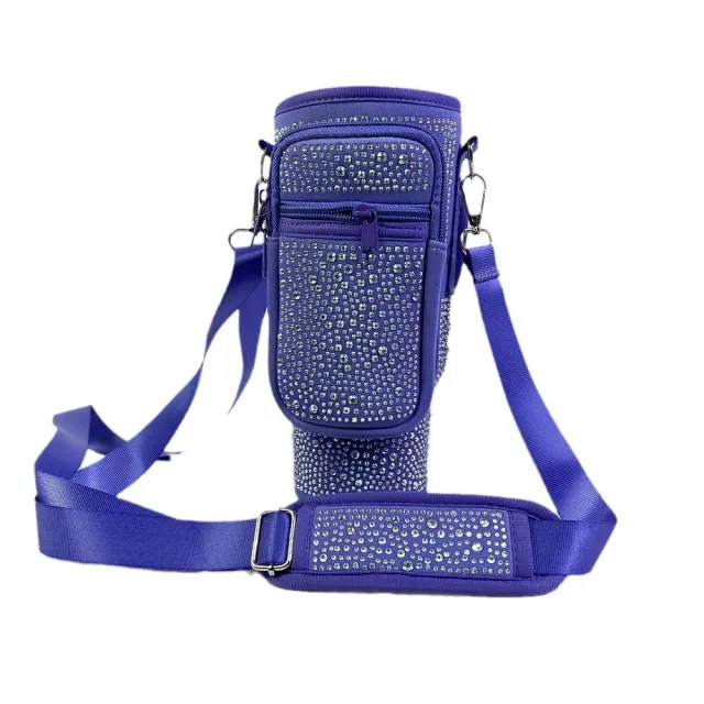 40 Oz Shiny Water Bottle Sets Handbag Adjustable Strap Pearlescent Violet Front Bag - Shop at LoveMi