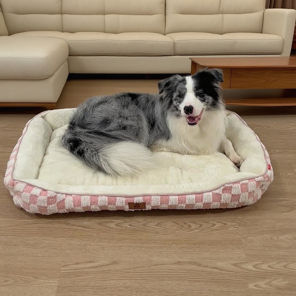 Thickened Warm Plaid PP Cotton Dog Bed