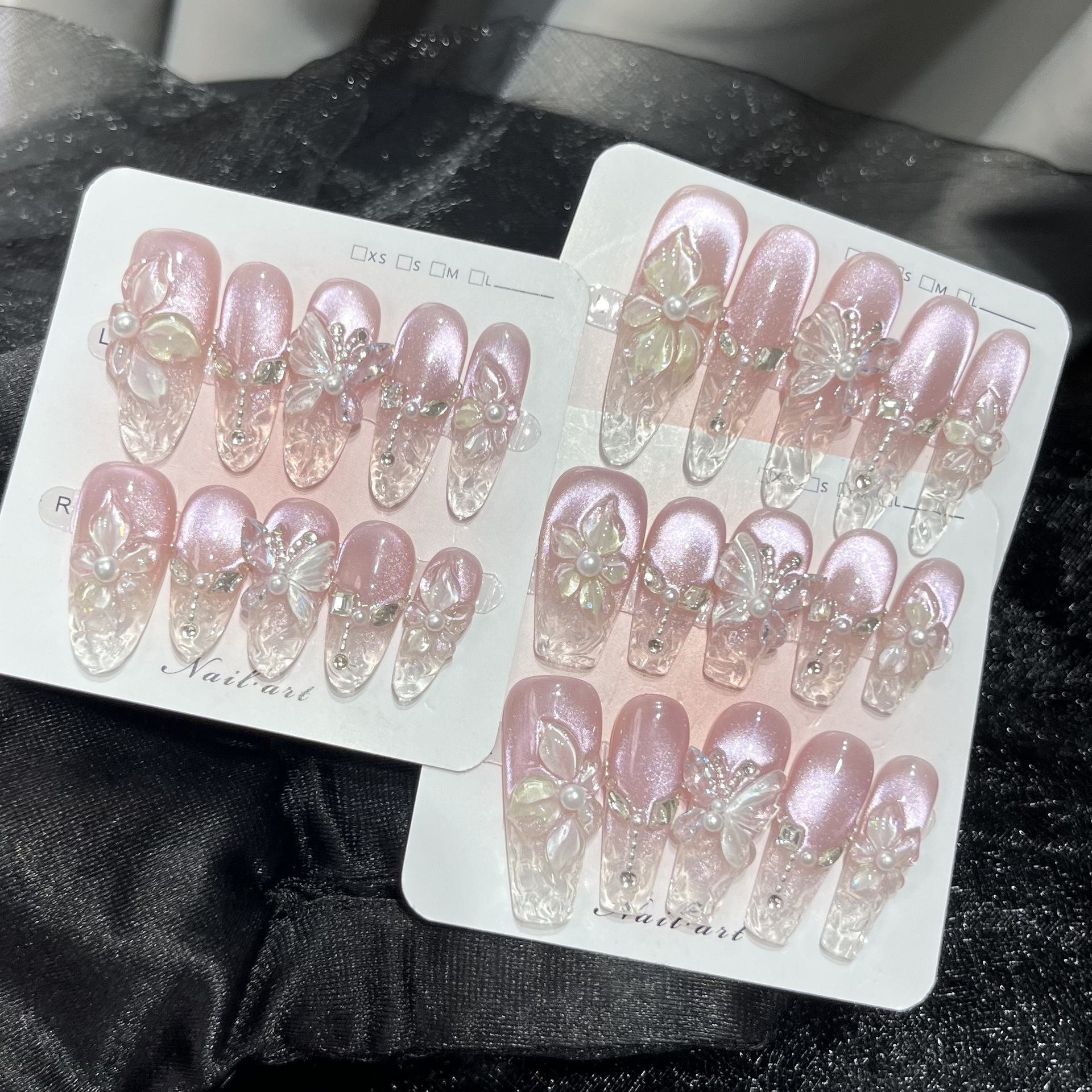 Hand-carved Three-dimensional Flower Petalspurely Handmade Wearable Nails