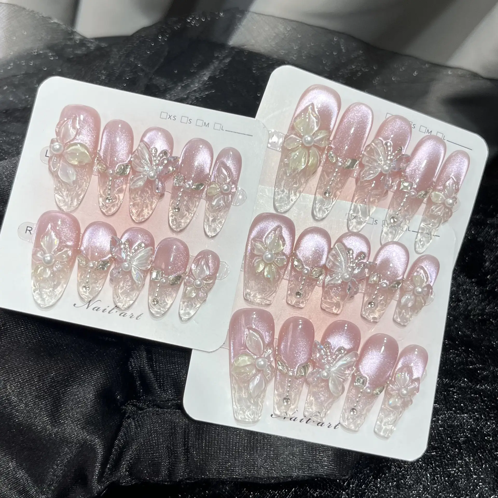 Hand-carved Three-dimensional Flower Petalspurely Handmade Wearable Nails