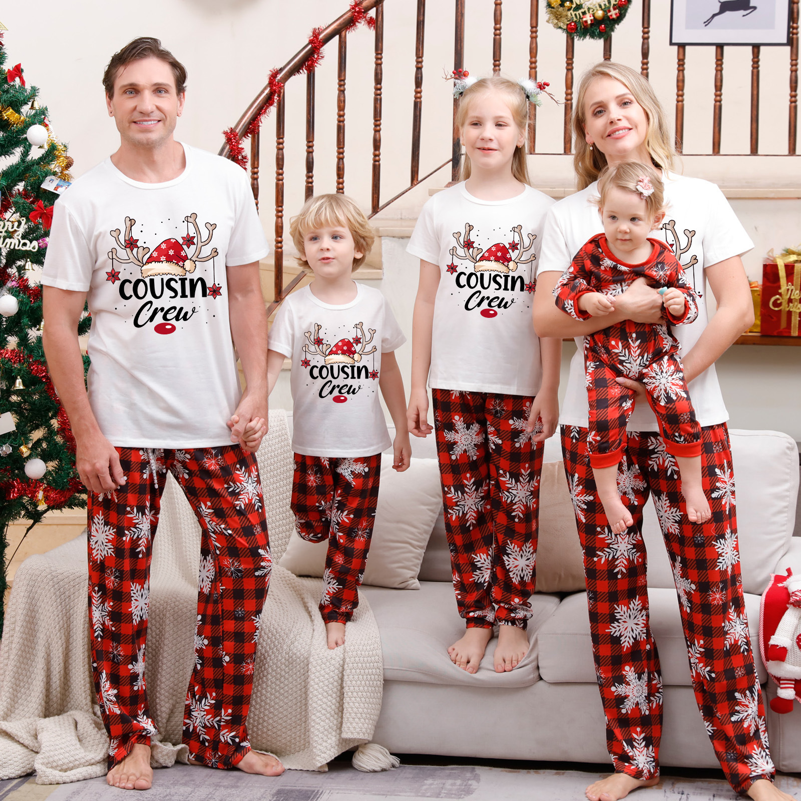 Christmas Parent child Pajamas Suit Printed Homewear B Dad M - Shop at LoveMi