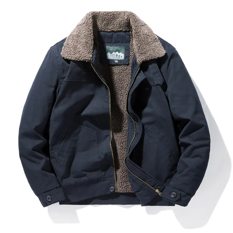 Fall Winter Men Cotton Cashmere Lapel Jacket