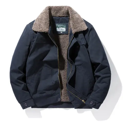 Fall Winter Men Cotton Cashmere Lapel Jacket