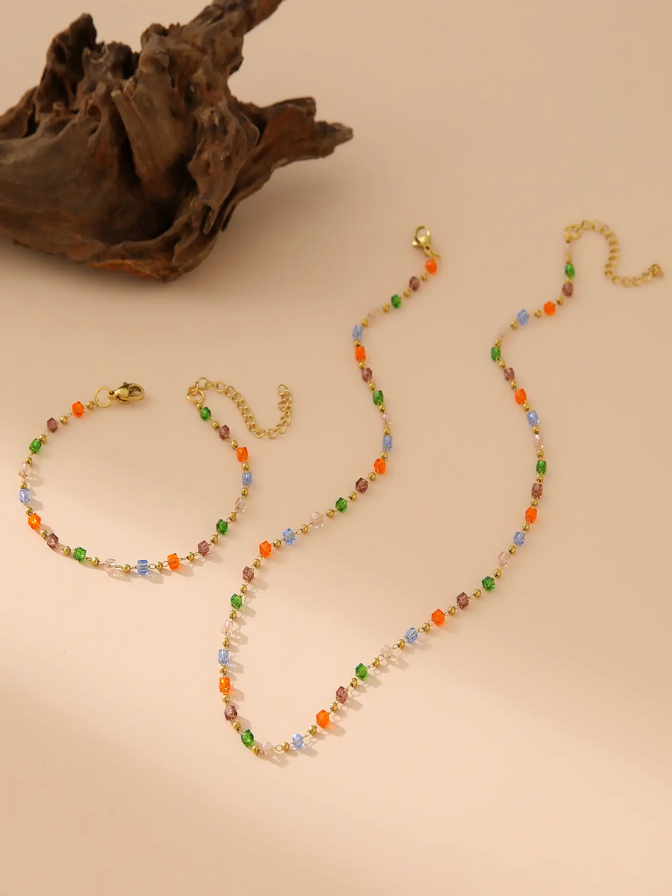 Stainless Steel Crystal All-match Clavicle Chain Necklace Bracelet