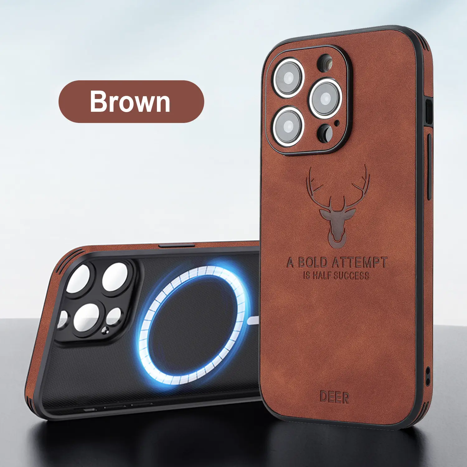 Phone Case Deer Head Built-in Magnetic Drop-resistant Protective Cover