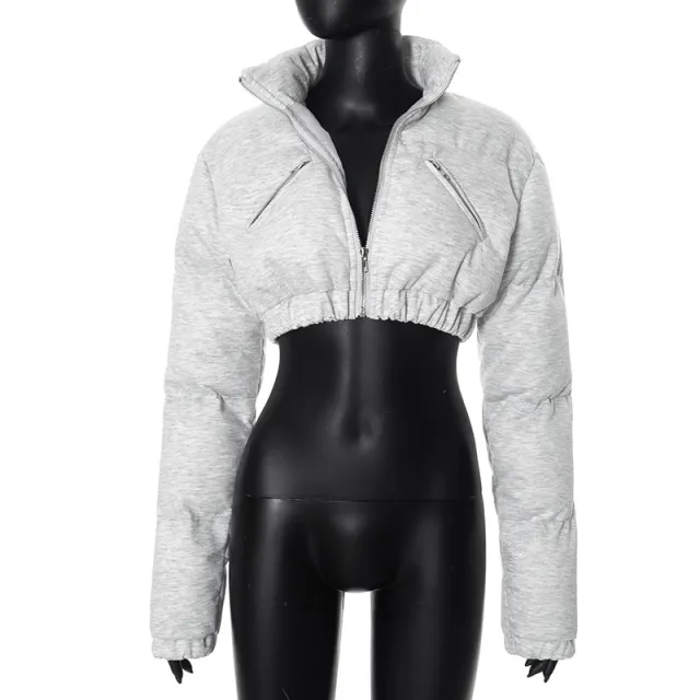 Short Cotton padded Casual Jacket Gray - Shop at LoveMi
