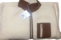 Stand Collar Colour Matching Lambswool Two-sided Zipper Coat - Apricot - View 1