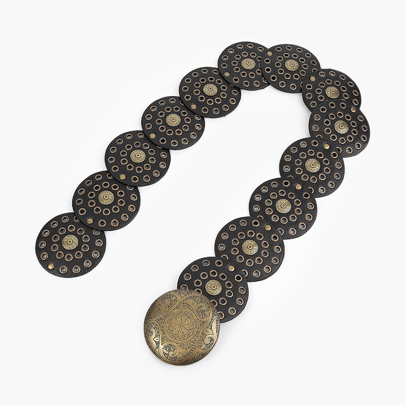 Black and Gold Disc Belt for Women