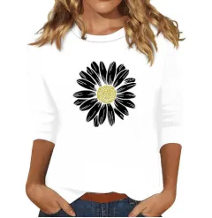New Women's Clothing Round Neck 34 Sleeves Loose Print T-shirt - 00100 Style-3Xl - View 1