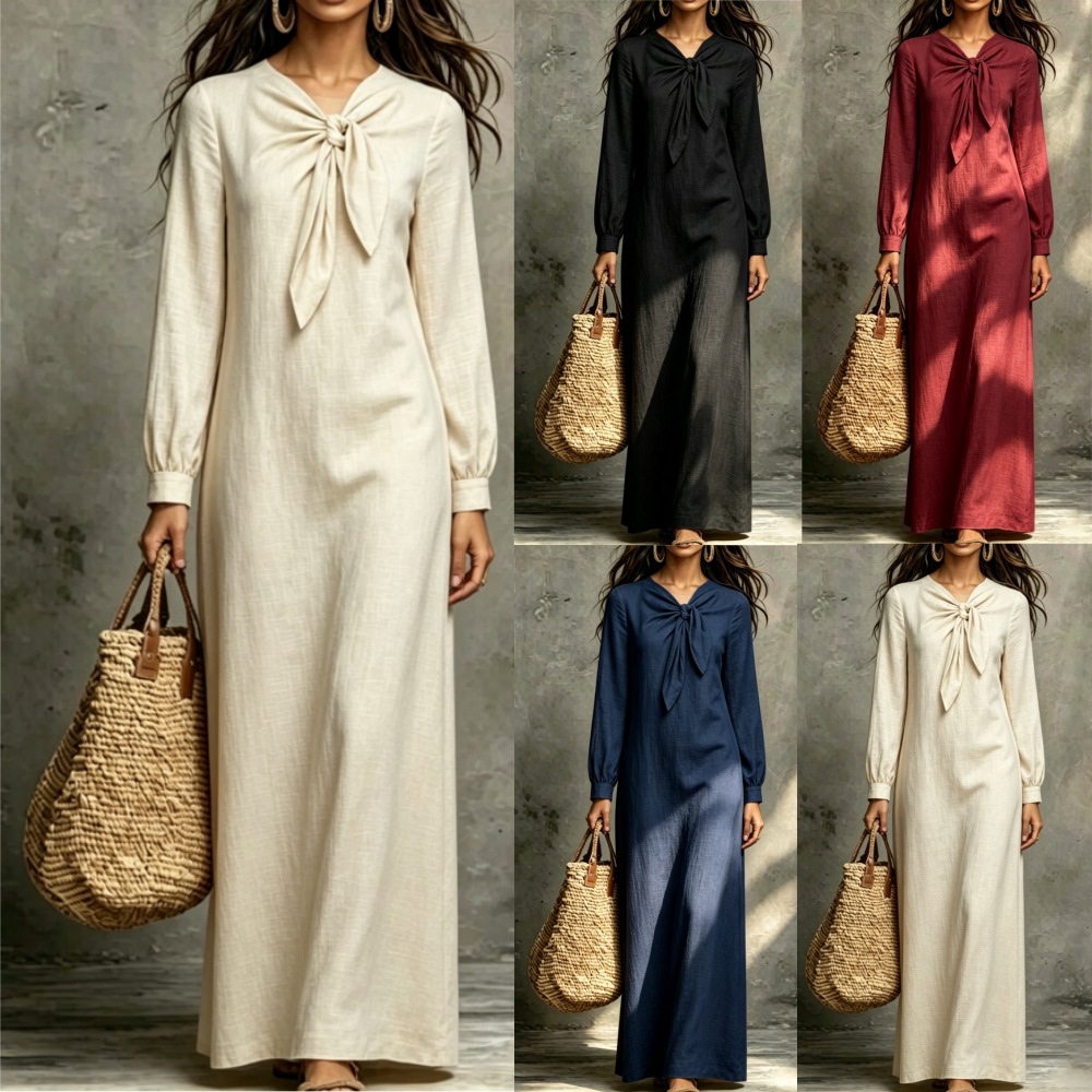 مثال لبحث منتج: Elegant Casual Lace-up Long Sleeve Dress